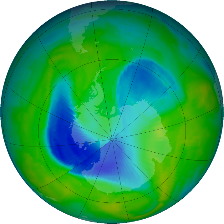 Antarctic ozone map for 21 November 1997